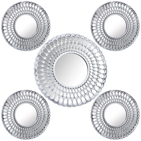 Alexandra House Living Spiegel-Set, silberfarben, Kunststoff, 3 x 79 x 48 cm, rund