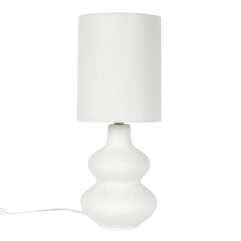 HOME DECO FACTORY, LA0044, Cream Ceramic Lamp with a Refined Design, Linen lampshade for a warm Atmosphere, ideal for All interiors, Height 50 cm, White Color