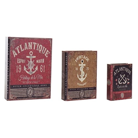 DKD Home Decor Dekoboxen Set, Holz, Estándar