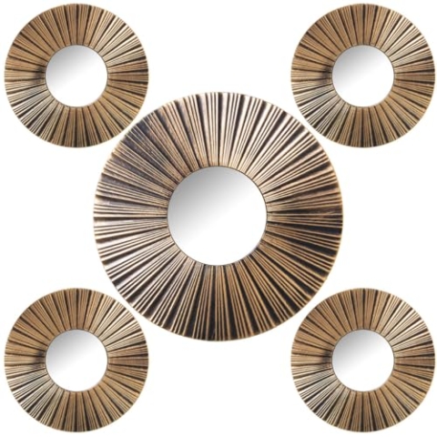 Alexandra House Living Spiegel-Set, goldfarben, Kunststoff, 2 x 88 x 46 cm, rund