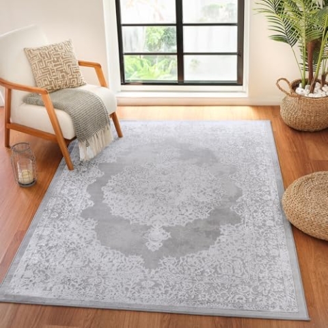 Surya Agadir Vintage Teppich groß - Orientalischer Teppich Wohnzimmer 200x275 cm, Esszimmer, Schlafzimmer - Boho Teppich, Kurzflor Teppich für einfache Pflege - Muster Teppich in Hellbeige