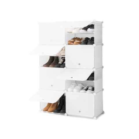 InnovaGoods Tragbares Modul-Schuhregal Weiß