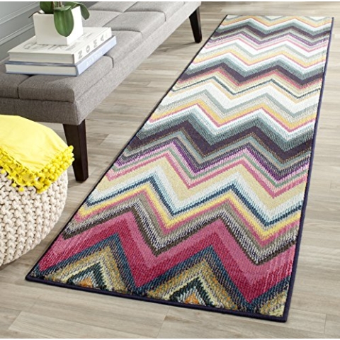 SAFAVIEH Boho Teppich für Wohnzimmer, Esszimmer, Schlafzimmer - Monaco Collection, Kurzer Flor, Multi, 66 X 244 cm