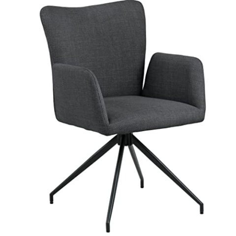 AC Design Furniture Laurikke Esszimmerstühle 2er Set in Dunkelgrau, Küchenstühle mit Drehfunktion, Polsterstühle in Strukturstoff und schwarzem Metallfuß, elegante Akzentstühle, Esszimmermöbel
