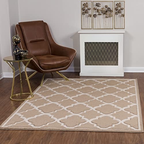 Livabliss Vannes Teppich Wohnzimmer Boho, großer Teppich Schlafzimmer 160x213 cm - Teppich für Esszimmer mit geometrischem Muster, Skandinavischer Wohnzimmerteppich modern in Braun und Beige