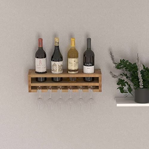 Homemania PSDNYKM Weinflaschen, Flaschenhalter für Küche, Wohnzimmer, Holz, 48 x 13,8 x 12 cm