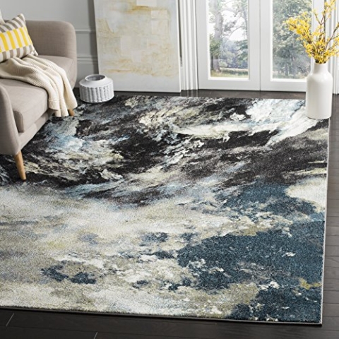 SAFAVIEH Abstrakt Teppich für Wohnzimmer, Esszimmer, Schlafzimmer - Glacier Collection, Kurzer Flor, Blau und Multi, 201 X 274 cm