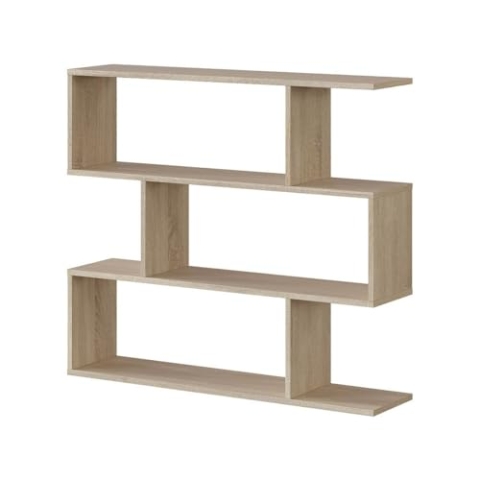 Habitdesign Bücherregal, Wohnzimmer, Esszimmer, Bücherregal, Raumteiler, Modell Athena, Farbe kanadische Eiche, Maße: 110 cm (Breite) x 97 cm (Höhe) x 24 cm (Tiefe)