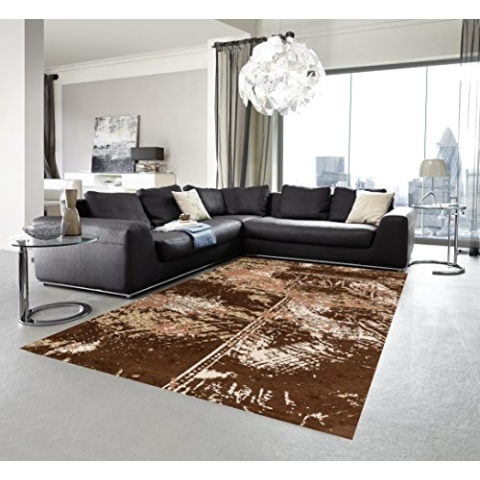 ASTRA 6805054163060 Webteppich Teramo in verschiedenen Farben und Größen erhältlich, Teppich, Polyester, patchwork braun, 140 x 200 x 1,3 cm