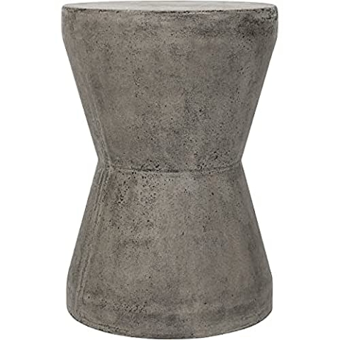 SAFAVIEH Modern Outdoor Cement Stool, in Dark Grey, 31 X 31 X 43.94