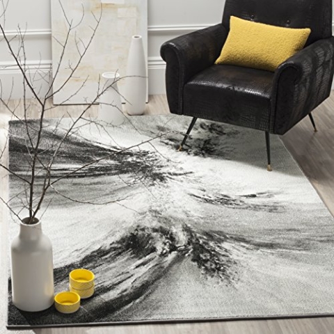 SAFAVIEH Abstrakt Teppich für Wohnzimmer, Esszimmer, Schlafzimmer - Glacier Collection, Kurzer Flor, Grau und Multi, 122 X 183 cm