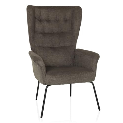 hjh LIVING Relaxsessel mit Stoffbezug HAVENIO Ohrensessel Polstersessel bequem gepolstert für Wohnzimmer Schlafzimmer, Dunkelgrau