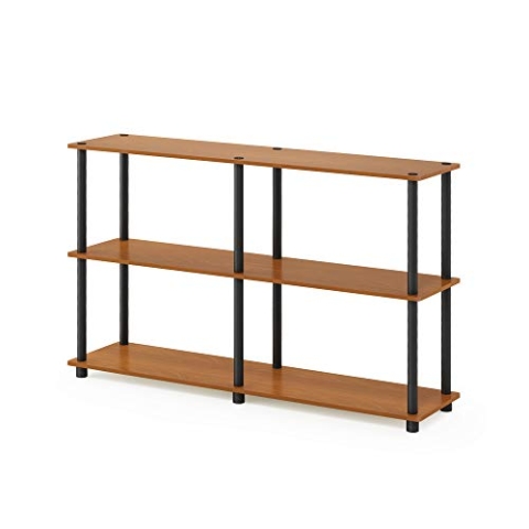 Furinno 3-Ebenen Mehrzweck-Regal, holz, Helle Kirsche/Schwarz, 29.46 x 119.89 x 74.93 cm