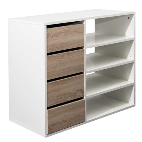 Symbiosis 4085 a2134 a00 Messerblock mit 4 Nischen/4 Schubladen Holz Weiß/Eiche/Natural 89,5 x 73,2 x 39,6 cm