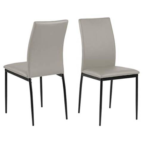 AC Design Furniture Devin Esszimmerstühle 4er Set mit Leder Look, H: 92 x B: 43,5 x T: 53 cm, Taupe/Schwarz, PU/Metall