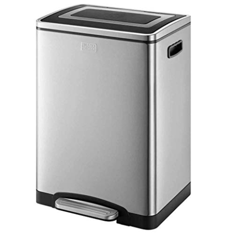 BLACK+DECKER treteimer Edelstahl 2 x 20 Liter Silber