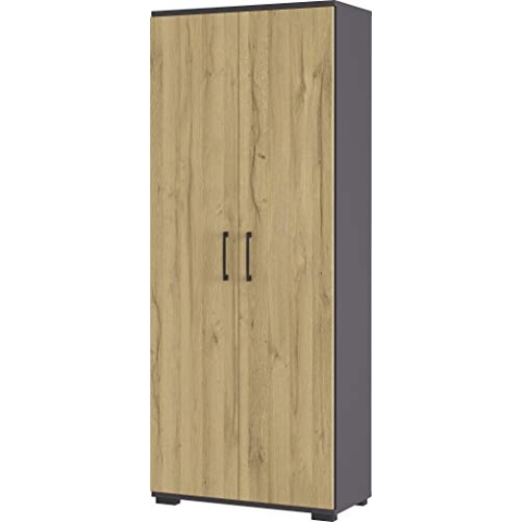 Germania Aktenschrank 4250-564 GW-Profi, in Graphit/Grandson-Eiche-Nb., mit Metallgriffen, 80 x 200 x 40 cm (BxHxT)