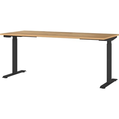 Germania Schreibtisch 7909-593, in Navarra-Eiche-Nb./Schwarz, EL. höhenverstellb., 180 x 120 x 80 cm (BxHxT)