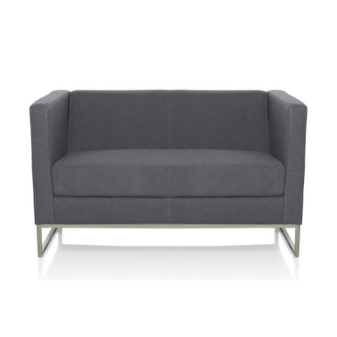 hjh OFFICE 713502 Lounge Sofa Barbados Stoff Grau Moderne 2-Sitzer Couch für höchsten Sitzkomfort