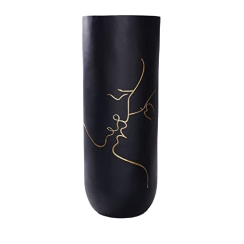 DKD Home Decor Vase, schwarz, Kunstharz, modern, 35 x 35 x 90 cm
