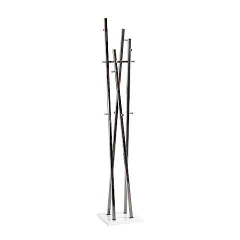 HAKU Möbel Garderobenständer Chrom, Chrom dunkel, weiß, Metall - Maße: B 35 cm x H 193 cm x T 35 cm, Style: Modern