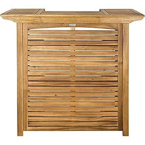 SAFAVIEH Wooden Outdoor Bar, in Natural, 115 X 70 X 105