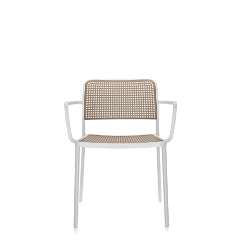 Kartell Audrey Sessel, Plastik, aluminium bemalt weiß/beige, 51 x 80 x 60 cm