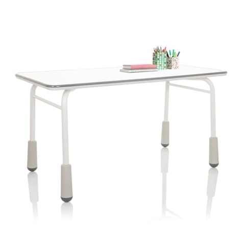 hjh OFFICE Kinderschreibtisch höhenverstellbar Kid GRO T Kinder- und Jugendschreibtisch Schülerschreibtisch 120x60 cm, Weiß/Grau 653753