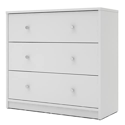 Tvilum Kommode mit drei Schubladen, weiße Farbe, 72,4 x 68,3 x 30,1 cm