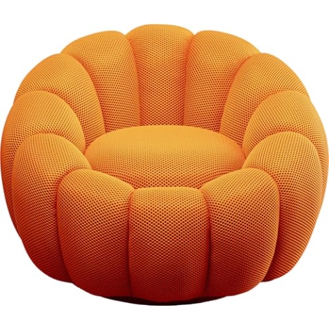 Kare Design Drehsessel Peppo Bloom, Orange, 40 cm Sitzhöhe, Polstersessel, Relaxsessel, 360 Grad Drehbar, Wohnzimmer, 68x94x94 cm (H/B/T)