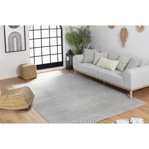 Livabliss Denver Outdoor Teppich - Wetterfest für Balkon, Terrasse, Garten, Küche - 160x220cm Boho Style Teppich für Draußen in Grau