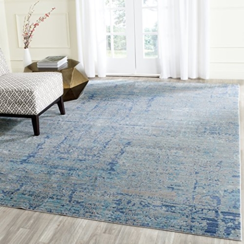 SAFAVIEH Distressed Teppich für Wohnzimmer, Esszimmer, Schlafzimmer - Mystique Collection, Kurzer Flor, Hellblau und Multi, 152 X 244 cm