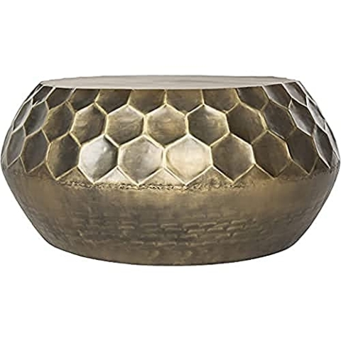 SAFAVIEH Glam Accent Table with Iron Legs, in Antique Brass, 84 X 84 X 34.92