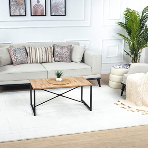 Surya Rundvik Wohnzimmer Teppich modern – Abstrakt Design in Marmor Optik für Wohnzimmer 200x275 cm, Esszimmer, Schlafzimmer - Marmor Teppich groß, weicher Teppich Kurzflor in Creme