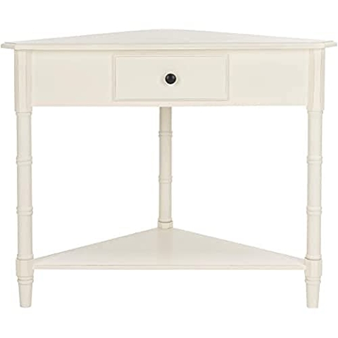Safavieh EUH5709 Ecktisch, Kiefernholz, Weiß, 84 x 43 x 71.12 cm