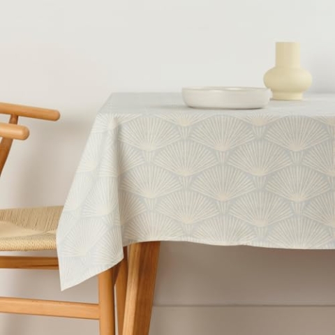 BL BELUM Belum Tischdecke, 300 x 140 cm, schmutzabweisend, 100 % Baumwolle, ohne Wachstuch, Tischdecke aus Baumwolle, wasserdicht, schmutzabweisend, flüssigkeitsabweisend, Hellblau