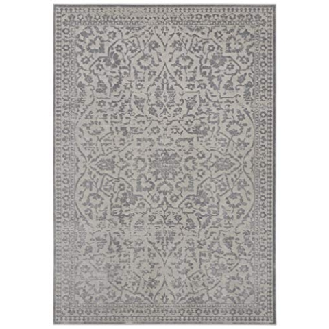 Hanse Home Blavet Moderner Kurzflor Teppich – Flachgewebe Meliert Used-Look Barock Design - für Wohnzimmer Schlafzimmer Küche Flur oder Esszimmer Creme, 120x170cm