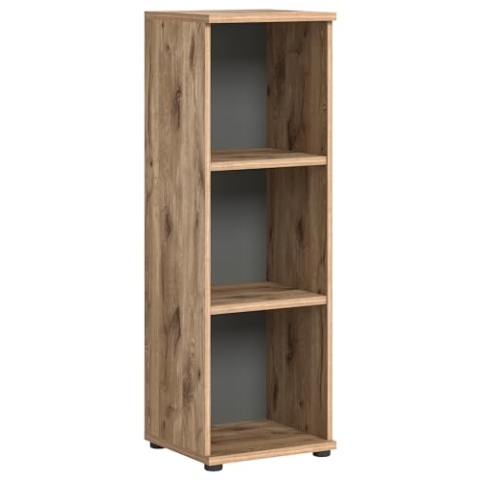 xonox.home Büro Mason X12B8520 Regal Stauraum 3 offene Fächer in Nox Oak Nb. Absetzungen Basalt grau Nb., ca. 40x122x37 cm