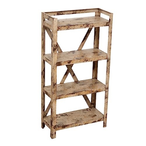 Biscottini Etagere Shabby aus Eisen Finish.Regal aus Schmiedeeisen 78 x 18,5 x 40 cm - Etagere aus Eisen mit antikem Finish - Robustes und besonderes Eisenregal mit natürlicher antiker Arbeitsplatte