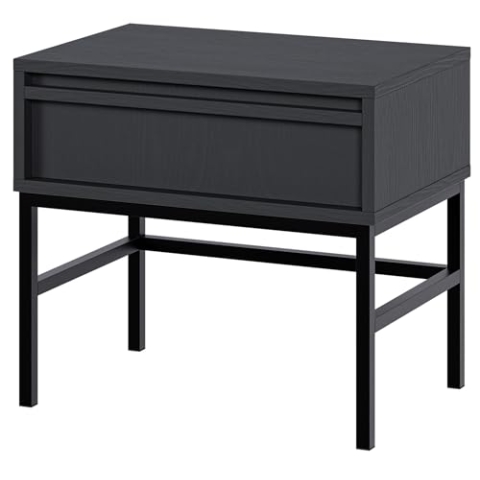 Selsey Nachttisch Beistellschrank Beistelltisch Nachtschrank 50 cm Stehend Mit Schublade Schwarz Evo