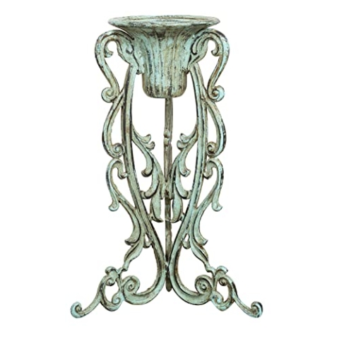 Biscottini Blumentopfhalter aus Gusseisen, Antik-Oberfläche, 58 x 37 cm, dekorativer Topfhalter, hoher Aschenbecher für den Außenbereich, 58x35