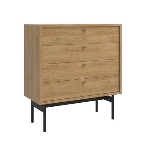 Selsey Kommode Aufbewahrungsschrank 4 Schubladen Schrank Schubladenschrank 85,5 cm Olar Hickoryholz Natur