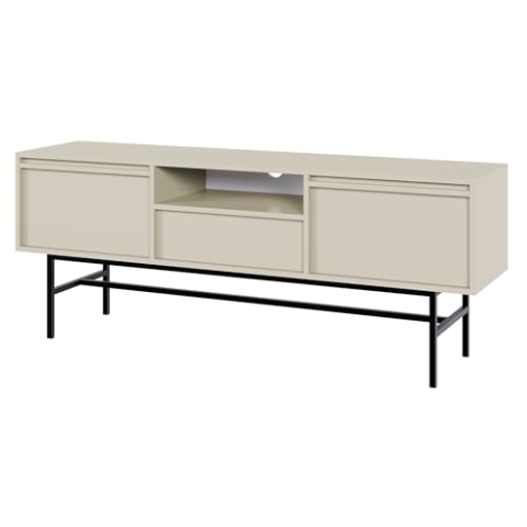 Selsey TV Schrank Board Sideboard Fernsehtisch Fernsehschrank 154 cm Stehend Graubeige Evo