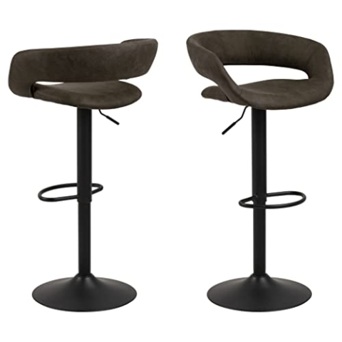 AC Design Furniture Jack Barhocker 2er Set, B: 54,5 x H: 101 x T: 48,5 cm, Anthrazit/Schwarz, Stoff/Metall, 2 Stk