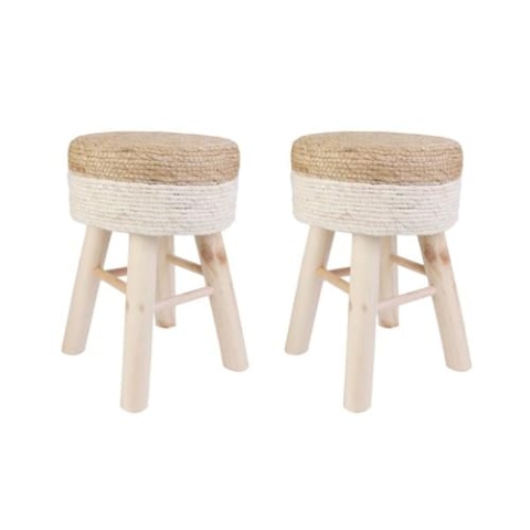 HOME DECO FACTORY Hocker Blue Lagoon, Kiefer/Polyester/Sperrholz, 29cm x 29cm x 43cm, Beige