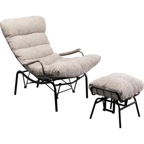 Kare Design Sessel + Hocker Vienna Swing, Beige, Schaukelsessel, Schwing-Funktion, 40 cm Sitzhöhe, Wohnzimmer, Schlafzimmer, 97x83x106 cm (H/B/T)