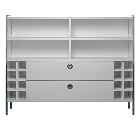 trendteam smart living - Bar Tresen Theke Stehtisch - Wohnzimmer - Infinity - Aufbaumaß (BxHxT) 140 x 109 x 48 cm - Farbe Weiß - 195255001