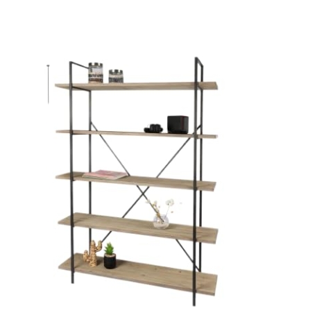 Urban living "Country Side Regal mit 5 Ebenen in MASSIVEFFEKT und METALLSTRUKTUR 120X32XH177CM