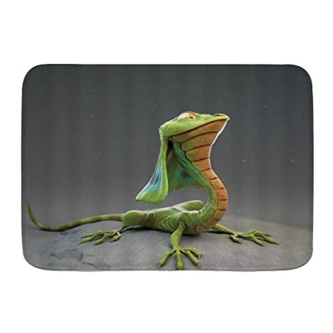 Minalo Non-Slip Bath Matte,Cartoon Lizard Green Gecko Reptile Species,Personalisierte Dekoration Badezimmer Floor Rug,75 x 45 cm
