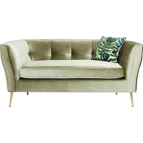 Kare Design Rimini, 2-Sitzer Sofa, Kiefer Massivholz, Grün, Sitzhöhe 47cm, Samt Look, Mid-Century Look, Couch, Wohnzimmer, (H/B/T) 76x170x86cm